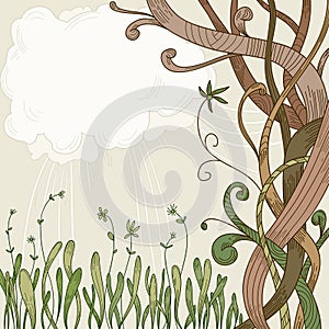 Abstract fantasy tree and plant background