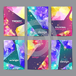 Abstract fashion posters, business card set. Geometric design of brochure title sheet. Annual report template.