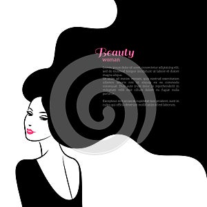 Abstract Fashion Woman with Long Hair. Vector