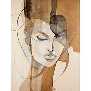 Abstract Fashion Woman Poster With Earthy Tones And Flawless Line Work