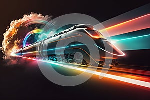 Abstract fast modern train speed of light