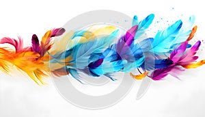 Abstract feather rainbow patchwork background. Generated AI illustration