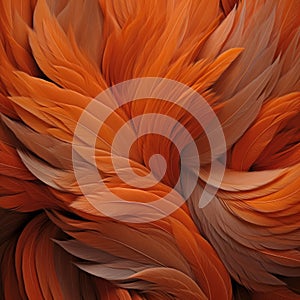 Abstract Feathers: Unreal Engine 5 Inspired Orange Portrait photo