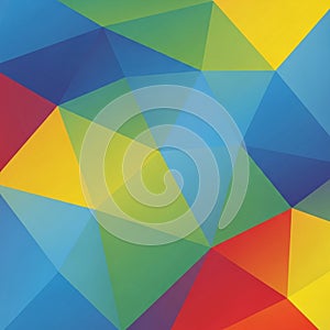 Abstract featuring intersecting polygons in various colors, including