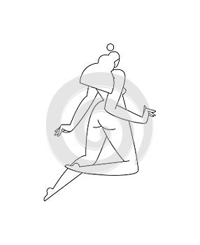 Abstract female body silhouette vector illustration. Contemporary woman figure, nude feminine graphic design. Line art