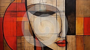 Abstract Female Face Painting In Geometric Constructivism Style