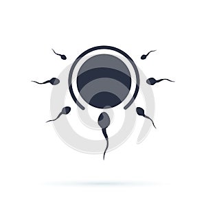 Abstract fertility vector icon illustration isolated on black background. Biological sperm copulation. Donor sperm