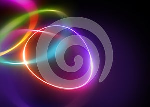 Abstract festive background with neon bokeh lights, glowing lines, vibrant multicolor wallpaper