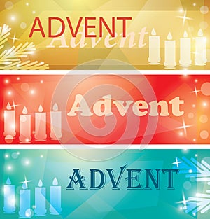 Abstract festive backgrounds with candles - vector colored banners for Advent