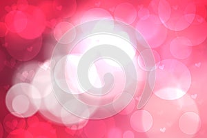 Abstract festive blur bright pink purple background texture with pink hearts love bokeh for valentine or wedding card. Space for