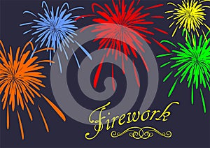 Abstract festive fireworks background. Vector photo