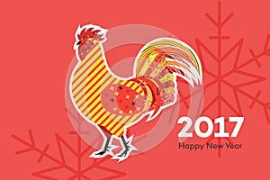 Abstract Fiery Rooster. Symbol Of 2017 New Year On The Chinese Calendar. Memphis Design Vector Illustration