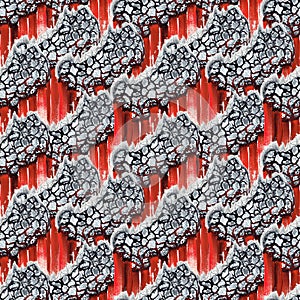 Abstract figure drawn with gray and red colors forming a pattern