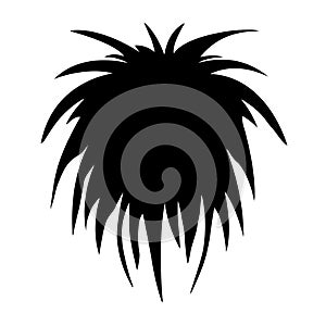 Abstract figure look like shaggy head. Good for tattoo. Editable vector monochrome image with high details isolated on white