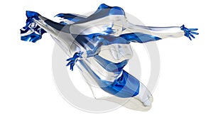 Abstract Figure Shrouded in the Blue and White Hues of the Greek Flag