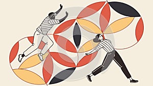 Abstract Figures Dancing: Movement, Art & Geometric Expression, vector design Generative AI