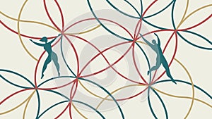 Abstract Figures in Interconnected Network, Community Unity, vector design Generative AI