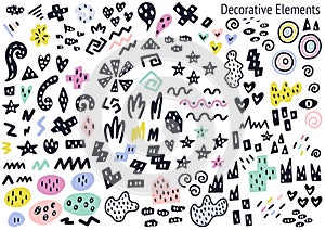 Abstract fillers and decorative isolated elements collection. Scandinavian style graphic set photo