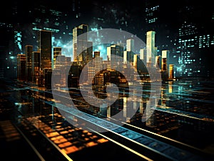 Abstract Financial Analytics: Digital Data Visualization in Futuristic Style