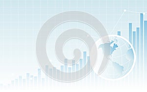 Abstract financial background with Wireframe Globe and chart on white color