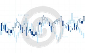 Abstract financial chart with candlestick and numbers in stock market on white color background