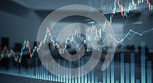 Abstract Financial Chart and Data Visualization