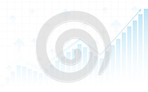 Abstract financial chart with up trend line graph and bar chart in stock market on white color background