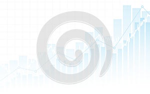 Abstract financial chart with up trend line graph and bar chart in stock market on white color background