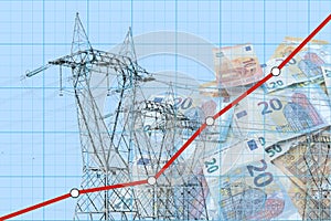 Abstract financial chart Concept exponential increase in energy costs photo