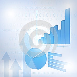 Abstract financial chart with uptrend line graph