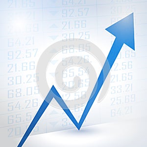 Abstract financial chart with uptrend line graph