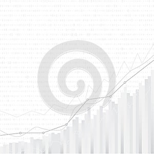 Abstract financial chart with uptrend line graph in stock market on grey background vector design