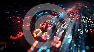 Abstract financial data stream background with dynamic digital information display