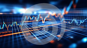 Abstract financial data visualization in blue hues