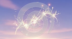 Abstract financial data visualization with glowing nodes and dynamic lines