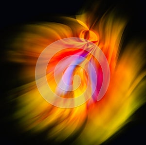 Abstract fine art colorful dynamic image with red, yellow, blue and violet wiped color on black background photo
