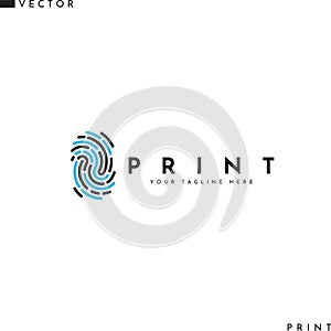 Abstract fingerprint. Isolated logo on white background