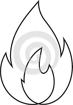 Abstract fire doodle, one line. Continuos line minimalism style flames vector drawing.