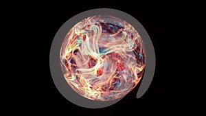 Abstract fire energy plasma glass ball loop 3D renderings animations. Fantasy chaotic power fusion glowing atom creative concept.