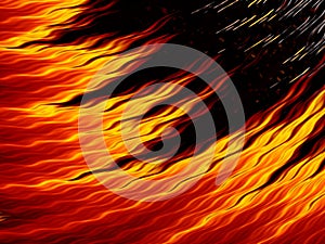 Abstract fire flames on black background. Bright fiery texture.