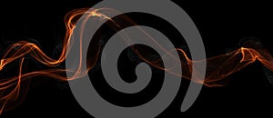 Abstract fire, flames on black background. Wavy Orange abstract lines. Waves dynamic curly transparent composition. Effect