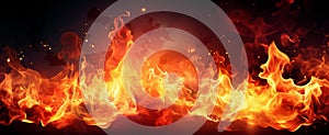Abstract Fire flames burning red hot sparks background