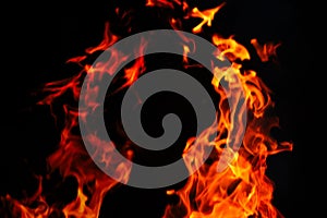 Abstract fire flames on dark background