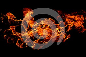 Abstract fire flames movement on black background