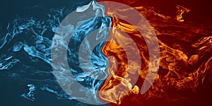 Abstract Fire and Ice element against vs each other background.