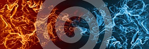 Abstract Fire and Ice element against vs each other background.