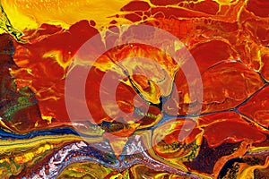 Abstract fire on ice, oil on canvas painting.