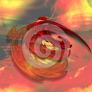 Abstract fire vortex with rotating spirals of flames