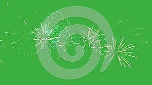 Abstract Firework on green chroma key background, 4th of July independence day concept. High quality 4k chromakey video