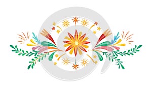 Abstract Fireworks Floral Pattern, Festive Decorative Element, vector design Generative AI
